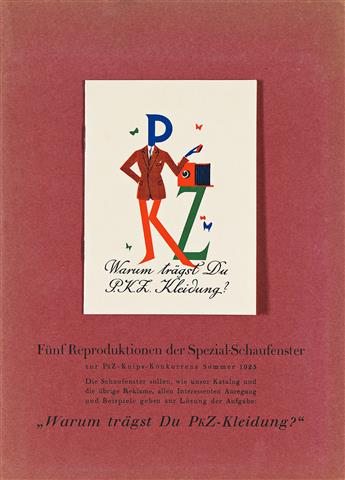 OTTO BAUMBERGER (1889-1961). PKZ. Window card, with photos & documents. Circa 1923. Window card: 17¾x12½ inches, 45x31¾ cm. Wolfsberg,